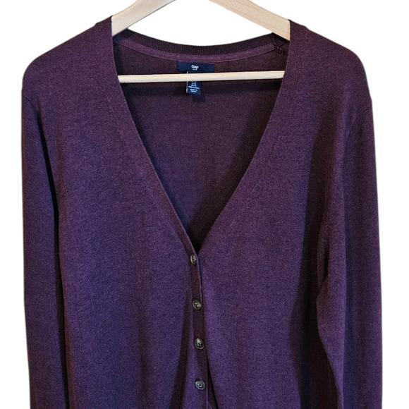 Gap Cartigan Sweater VNeck Button Front Purple Women's XLarge - Picture 2 of 7
